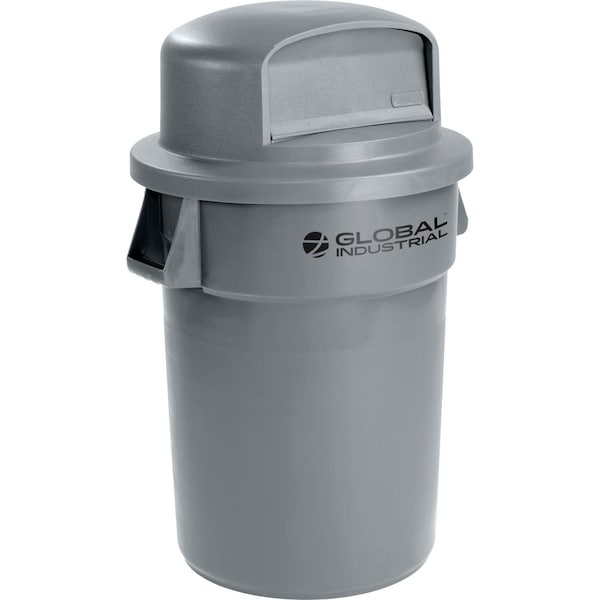 Global Industrial Plastic Trash Can with Dome Lid, 44 Gallon Gray 240462GYD - main
